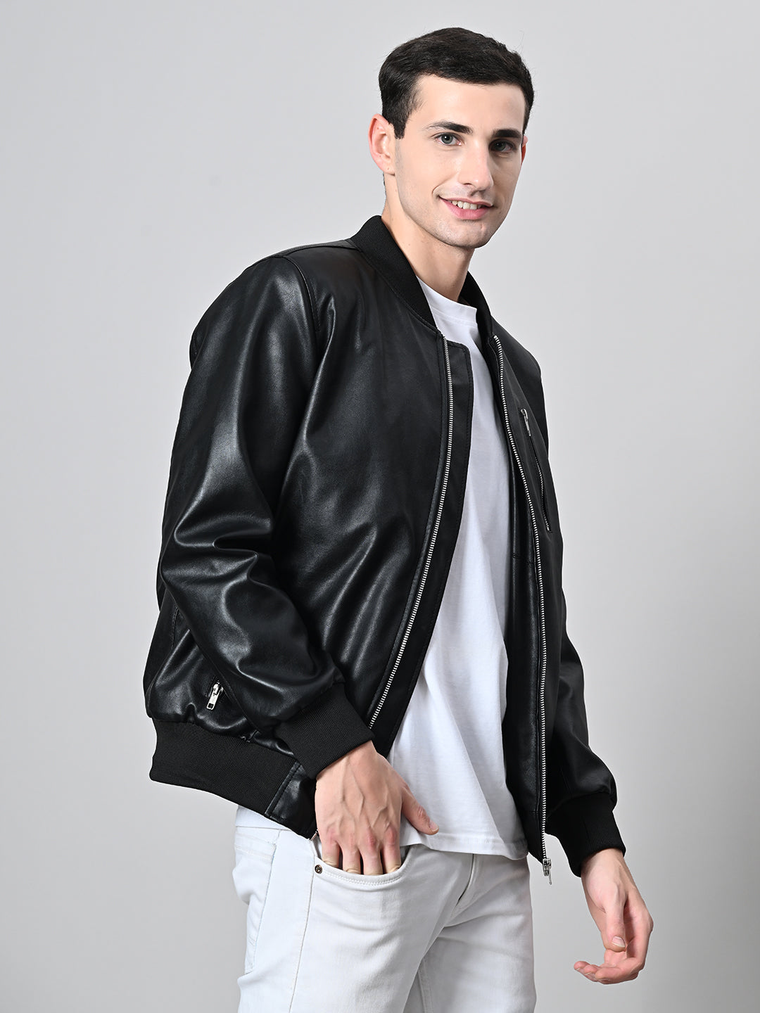 Lightweight Bomber Black Jacket For Men – view 4