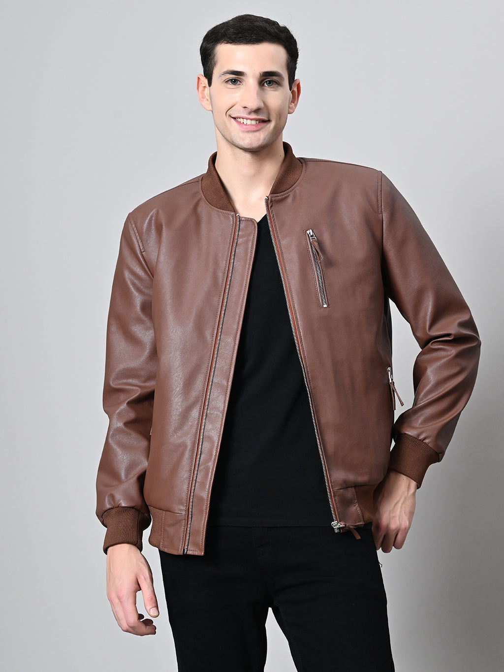 Lightweight Bomber Tan Jacket For Men – view 2