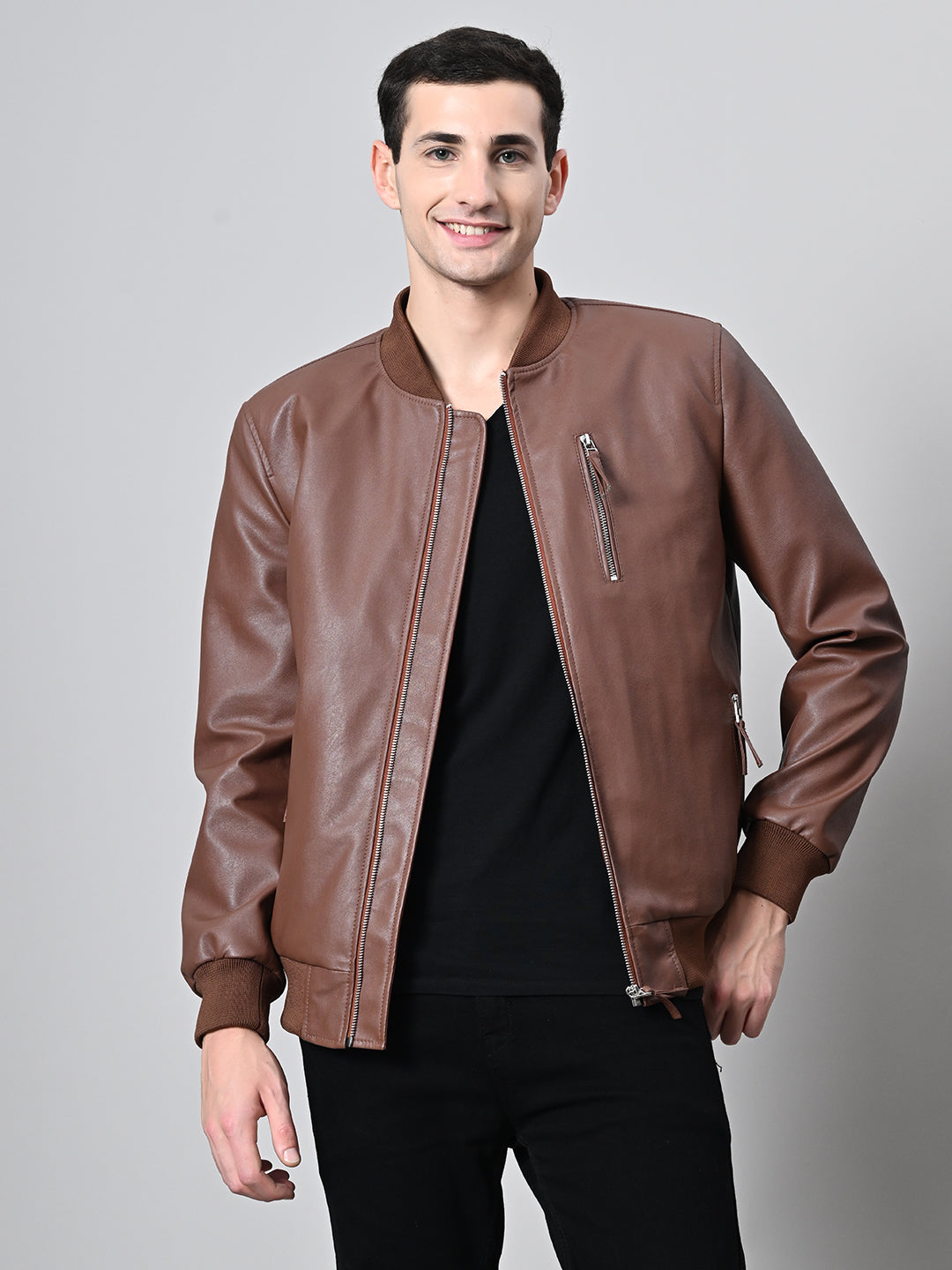 Lightweight Bomber Tan Jacket For Men – view 2