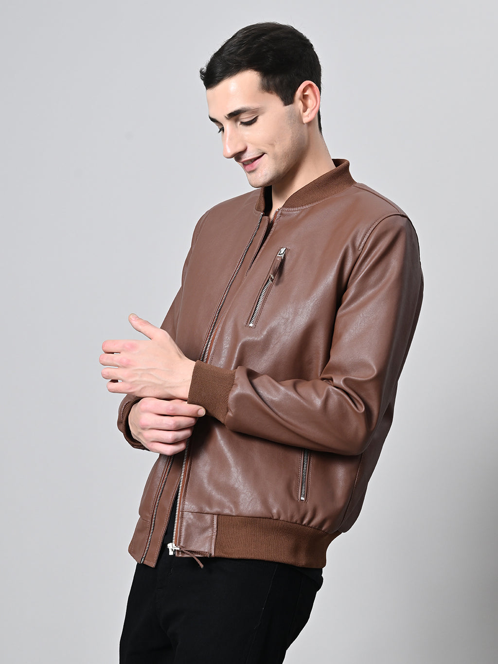 Lightweight Bomber Tan Jacket For Men – view 4