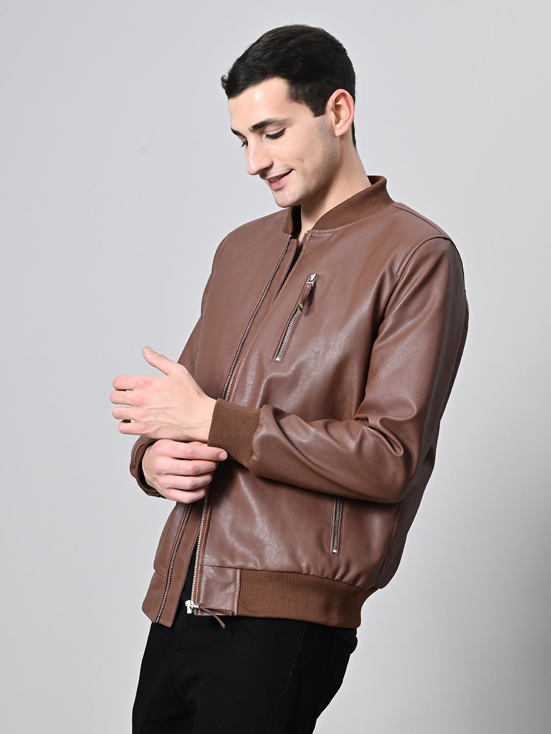 Lightweight Bomber Tan Jacket For Men – view 4