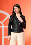 Women Lightweight Crop Leather Jacket