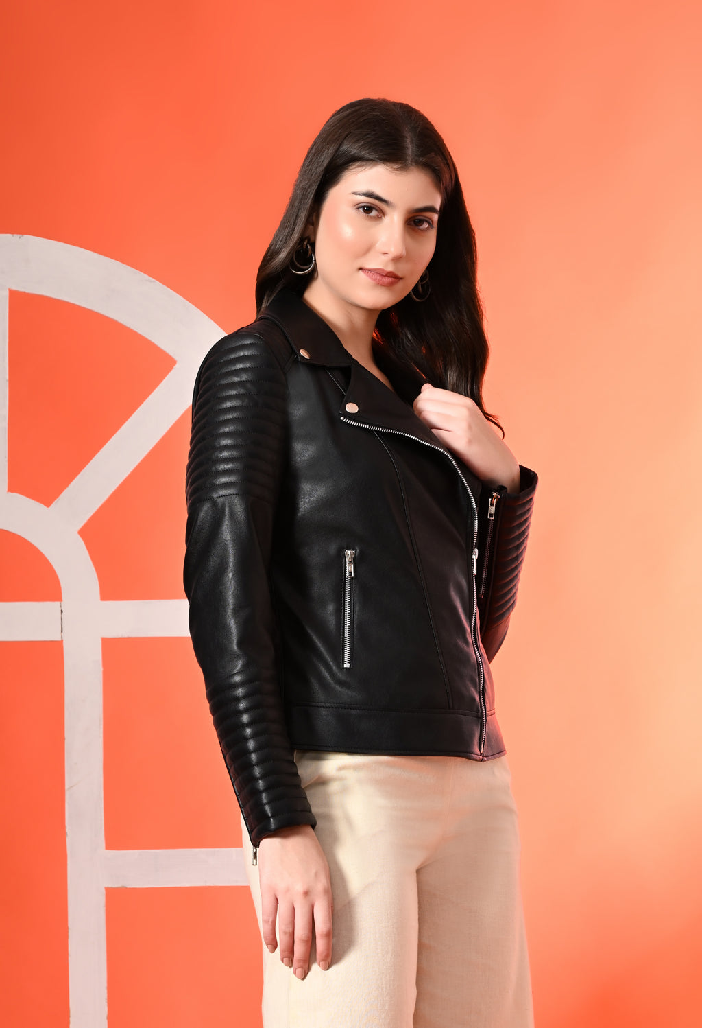 Women Lightweight Crop Leather Jacket – view 4