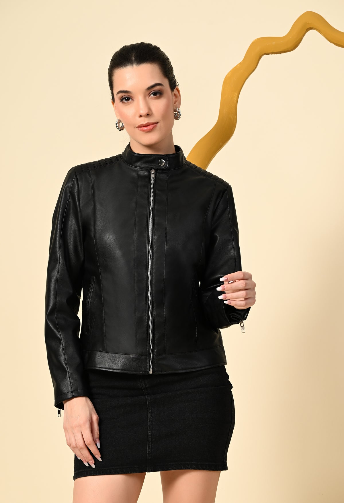 Water Resistant Anti Odour Outdoor Black Biker Jacket