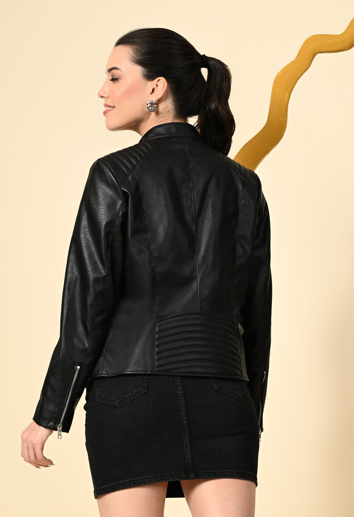 Water Resistant Anti Odour Outdoor Black Biker Jacket – view 5