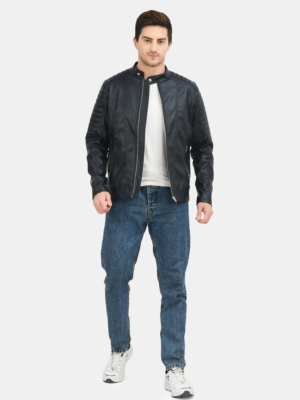 Anti Odour Black Leather Bomber Jacket For Men – view 7