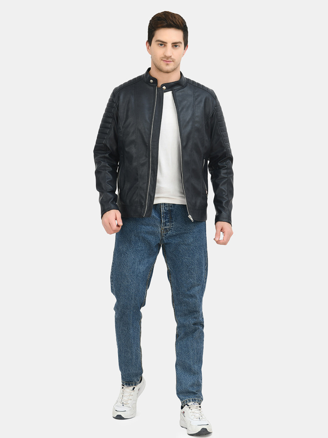 Anti Odour Black Leather Bomber Jacket For Men – view 7