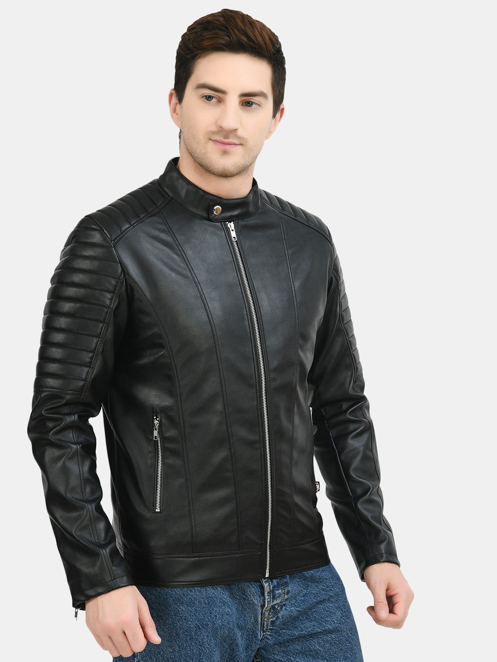 Anti Odour Black Leather Bomber Jacket For Men – view 9