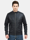 Anti Odour Black Leather Bomber Jacket For Men
