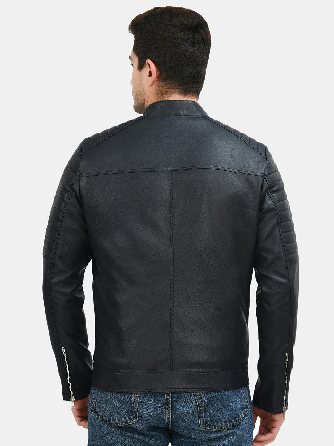 Anti Odour Black Leather Bomber Jacket For Men – view 17