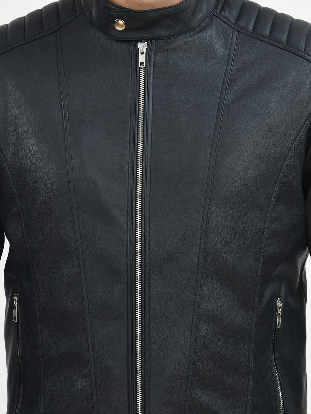 Anti Odour Black Leather Bomber Jacket For Men – view 19