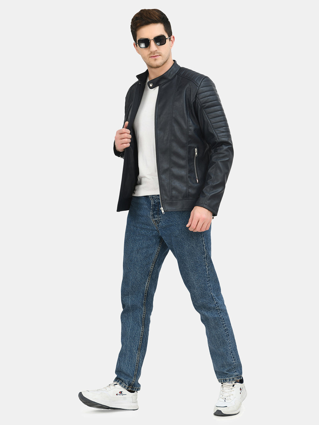 Anti Odour Black Leather Bomber Jacket For Men – view 21