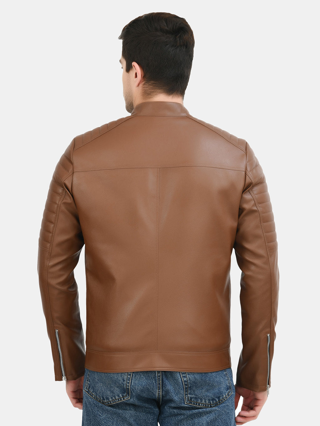 Anti Odour Tan Leather Bomber Jacket For Men – view 3