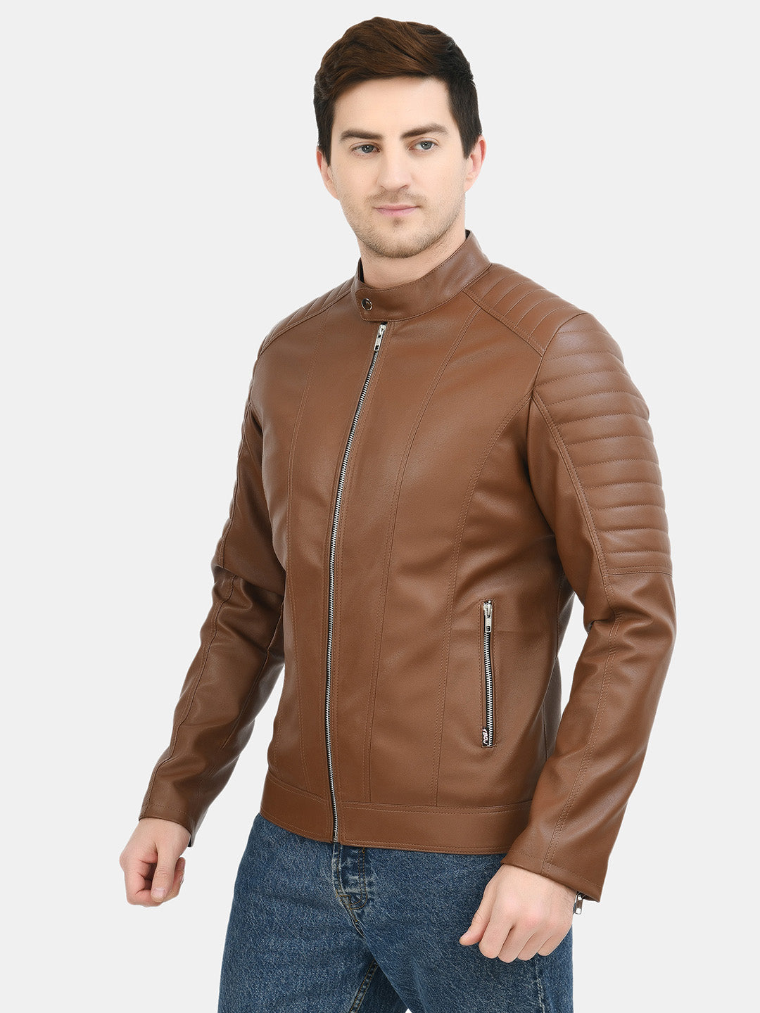 Anti Odour Tan Leather Bomber Jacket For Men – view 4