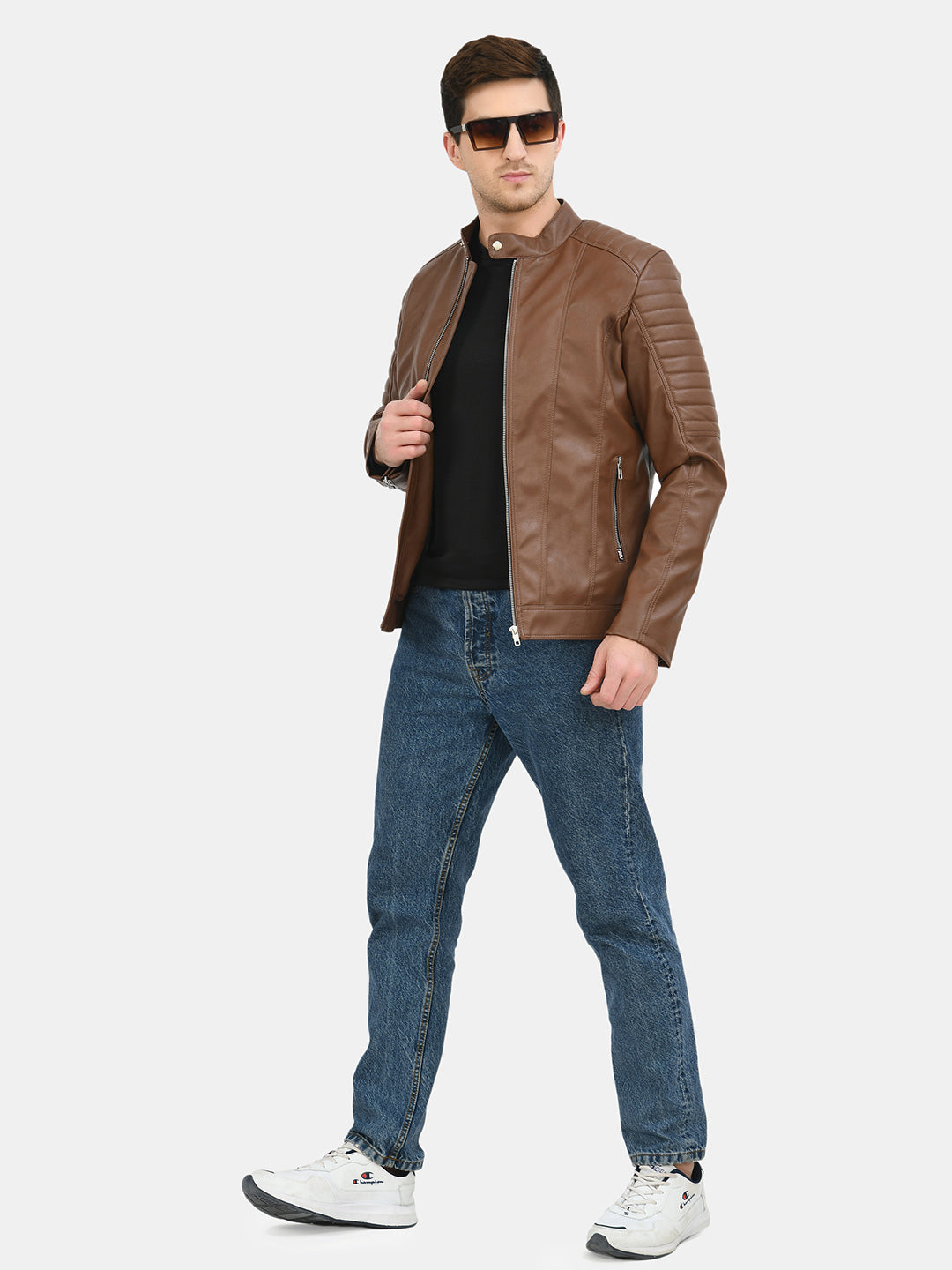 Anti Odour Tan Leather Bomber Jacket For Men – view 6