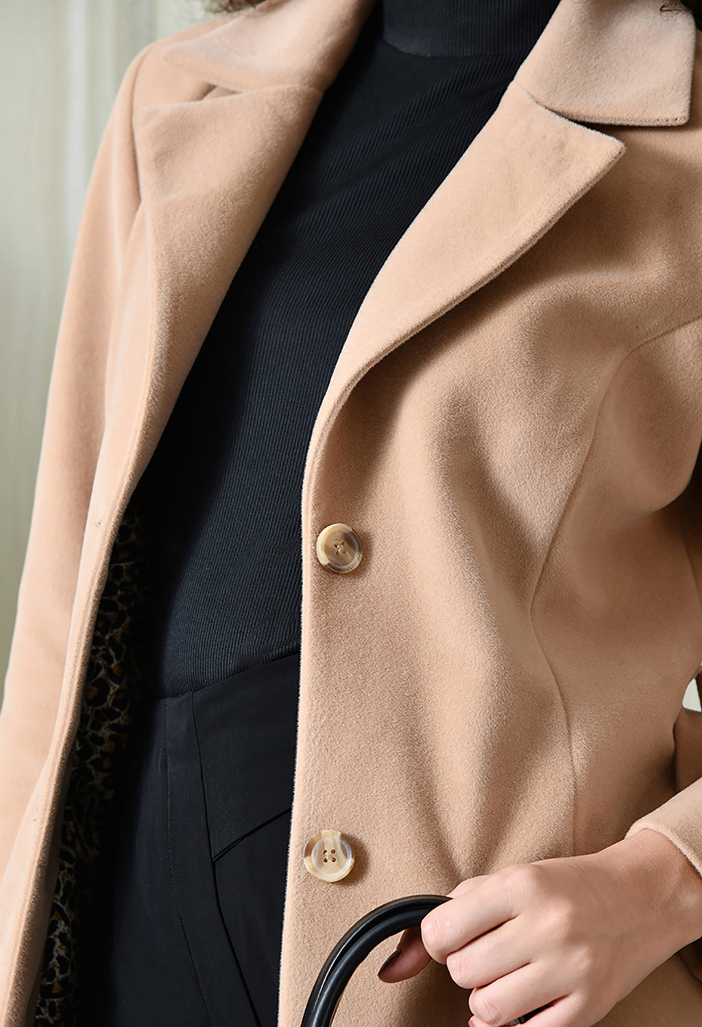 Women Single-Breasted Longline Trench Beige Coat With Belt – view 6