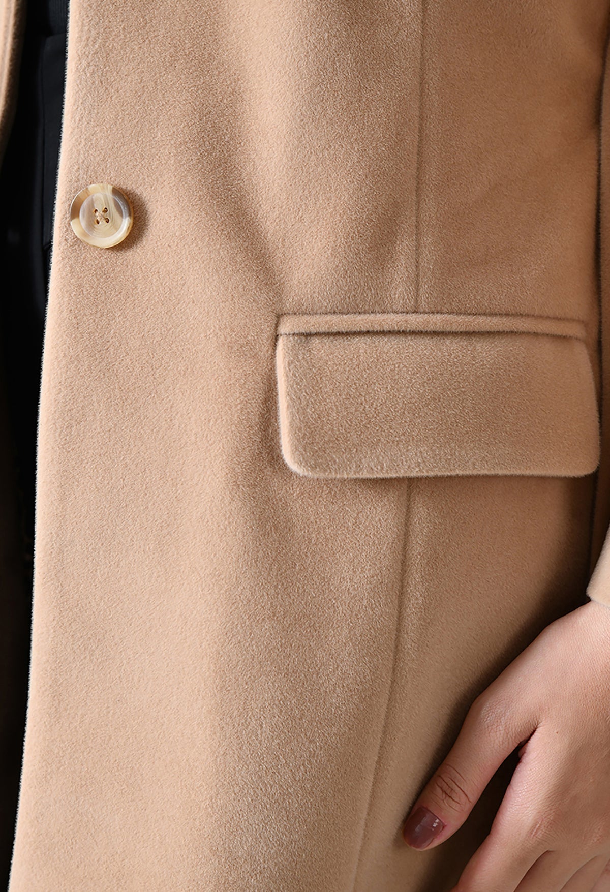 Women Single-Breasted Longline Trench Beige Coat With Belt – view 7
