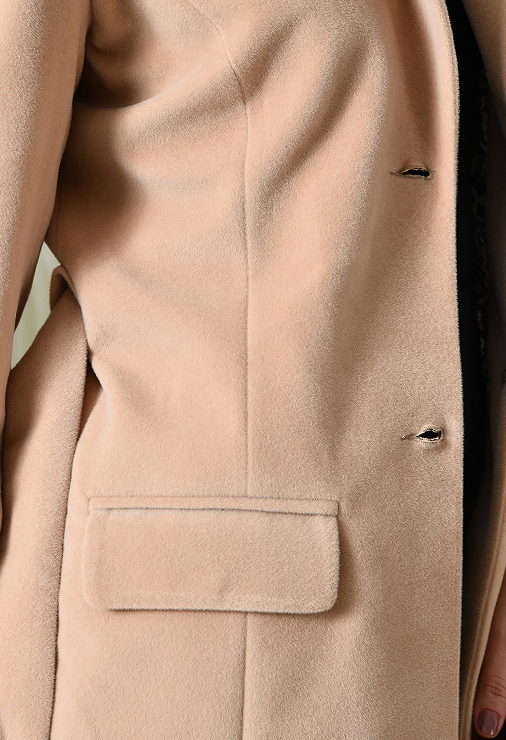 Women Single-Breasted Longline Trench Beige Coat With Belt – view 8